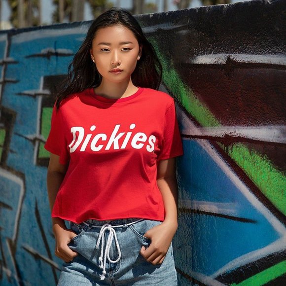 Dickies Tops - NWT - DICKIES - Red Crop Short Sleeve Graphic Logo